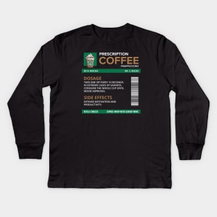 Funny Mocha Frappuccino Prescription Label for medical and nursing students, nurses, doctors, and health workers who are coffee lovers Kids Long Sleeve T-Shirt